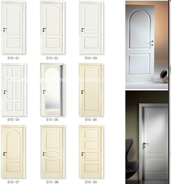 Elegant White Painted Carving MDF Door