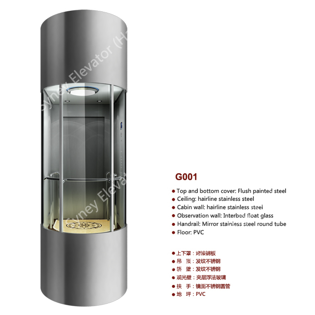 Sightseeing Elevator with Glass Panoramic Cabin (G-001)