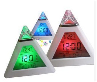 Triangle Alarm Clock, Color Change Mood Clock Pyramid Alarm Clock