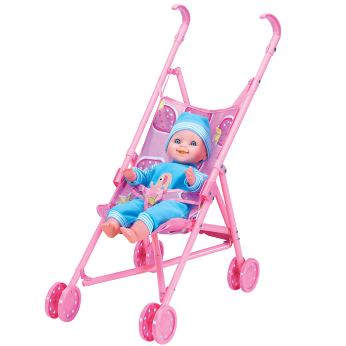 14 Inches Vinyl Doll Lovely Baby with Stroller 10219275