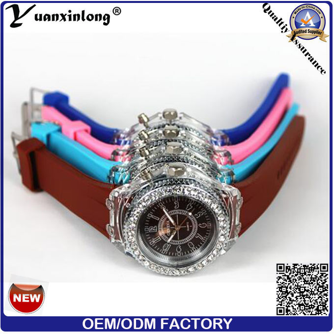 Yxl-699 New Geneva LED Watch Silicone Strap Jelly LED Color Flashing Light Watch