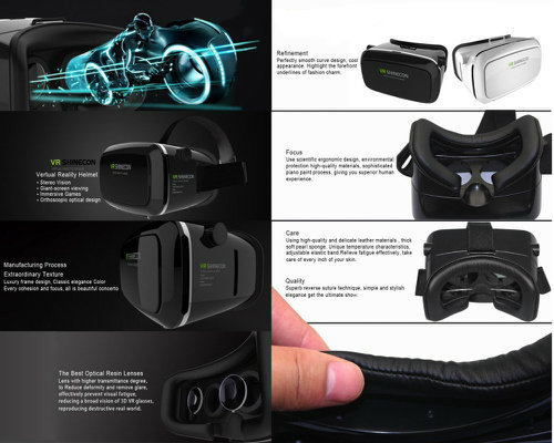 Factory Price White/Black Vr Shinecon 3D Glasses for Smartphone