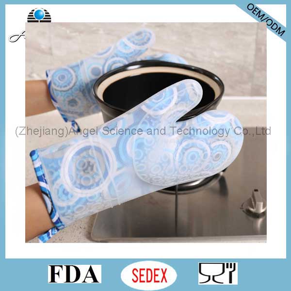 2016 Long and Thick Silicone Microwave Oven Glove with Heat Insulation Sg16