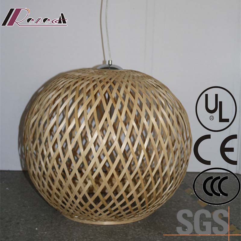 Chinese Style Hotel Decoeative Natural Oak Round Wood Pendant Lamp