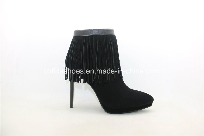 Trendy High Heels Winter Warm Leather Women Shoes