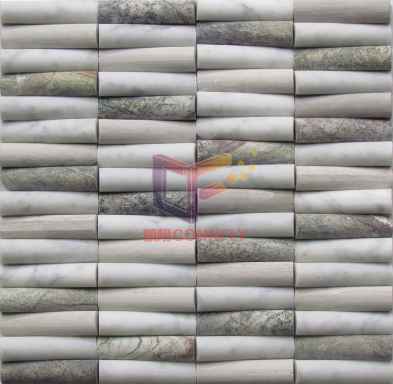 White Marble Bamboo Shape Mosaic Tile (CFS916)