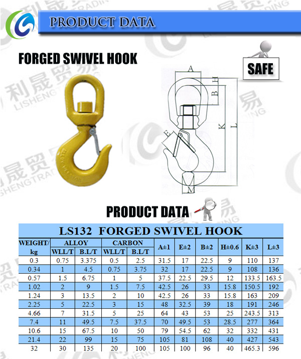 High Performance G80 Swivel Lashing Hook with Latch