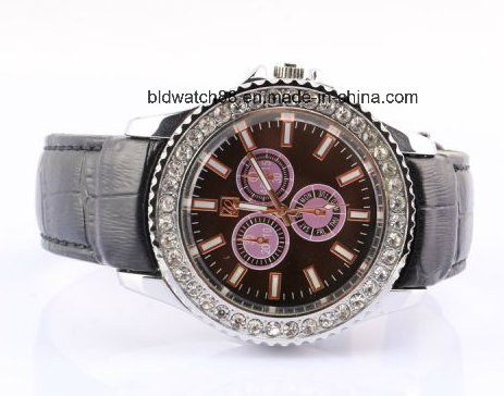 Quartz Watch Fashion Girls Wrist Watches with Genuine Leather Strap