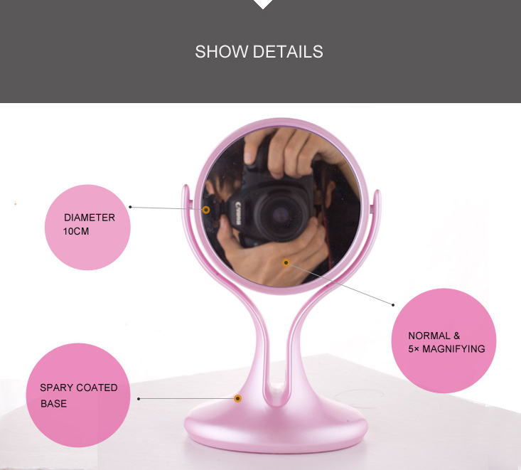 2016 Hot Sales New Style Double Sided 5X Magnification Desktop Rotating Make up Mirror/Vanity Mirror