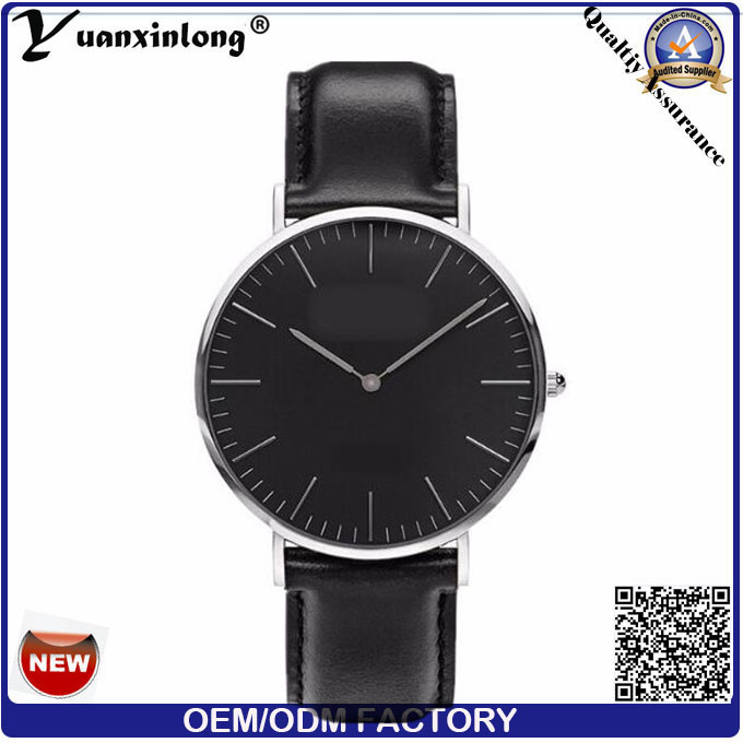 Yxl-372 New Arrival Promotional Quartz Men Watch Leather Stainless Steel Case Dw Style Wrist Watch Black Face Lady Watch Factory