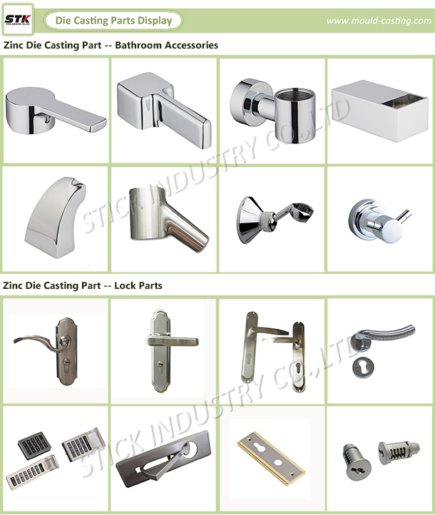 Zinc Handle on Door Plate (Deburing, Chrome Plated)