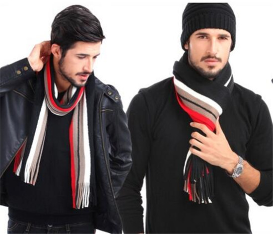 Men Winter Classical Striped Men's Wool Scarf (82020)