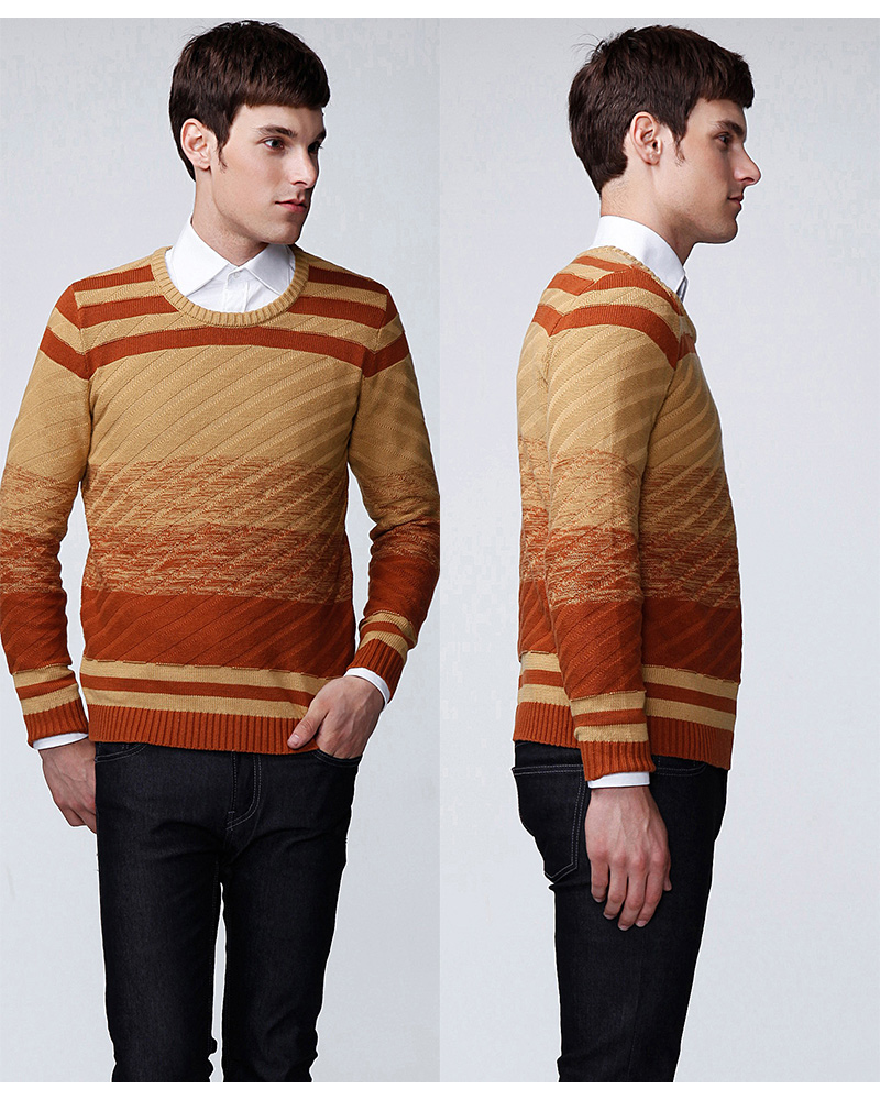 Manufactory Cotton Pullover Striped Knitted Men Sweater