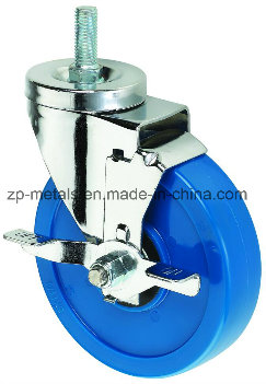 3inch Medium Sized Biaxial Blue Thread PVC Caster Wheels with Side Brake