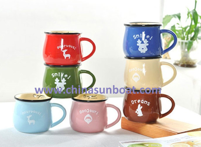 Sunboat Ceramic Mug Retro Imitation Enamel Cup Coffee Cup Tableware