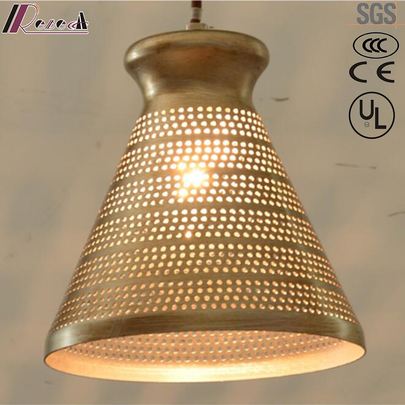 Ancient Golden Round Hollow Pendant Light with Restaurant