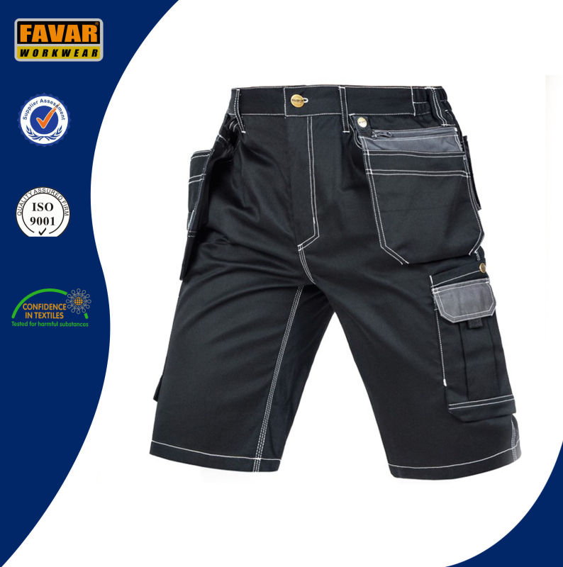 Men's Summer Work Shorts Workwear Multi Pockets Black Cargo Shorts