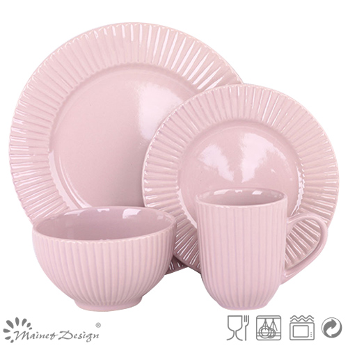 2016 Hot Selling Embossed Glazing Ceramic Dinner Set