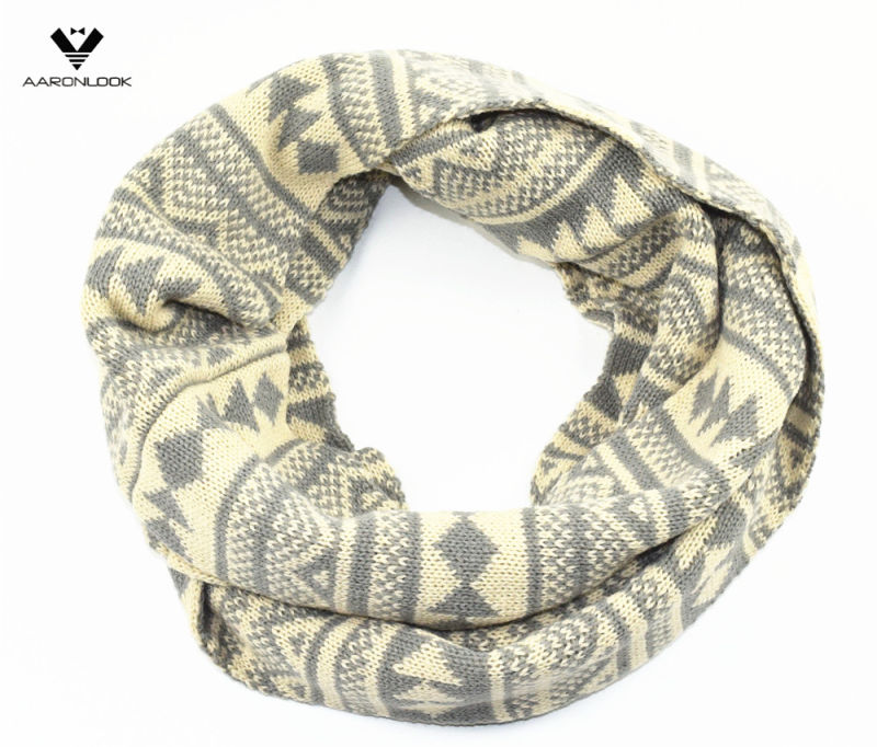 Acrylic Geometric Jacquard Infinity Scarf