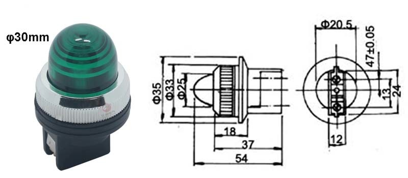 Ad30 30mm Circular LED Cold Light Source Signal Lamp Indicator