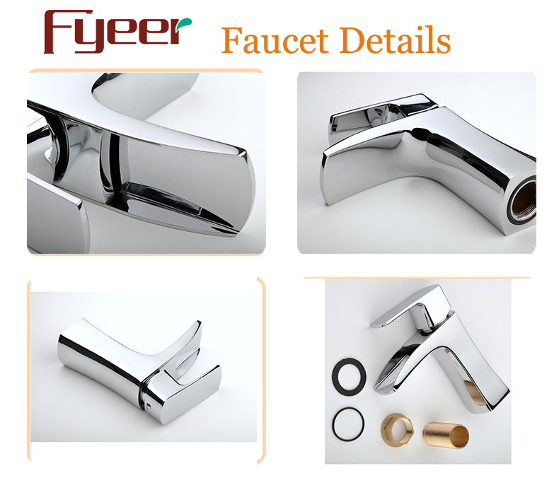 Fyeer Chrome Plated Simple Waterfall Single Handle Wash Basin Brass Faucet Water Mixer Tap Wasserhahn