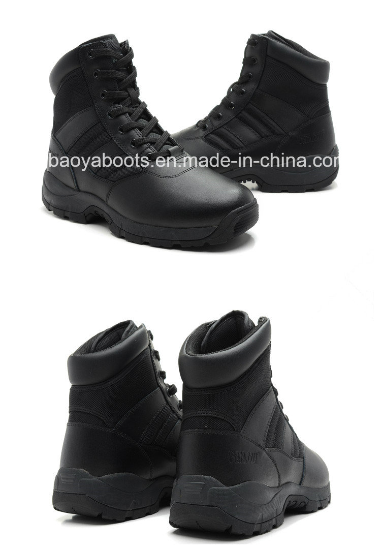 Genuine Leather Black Police Tactical Safety Boots (1866)