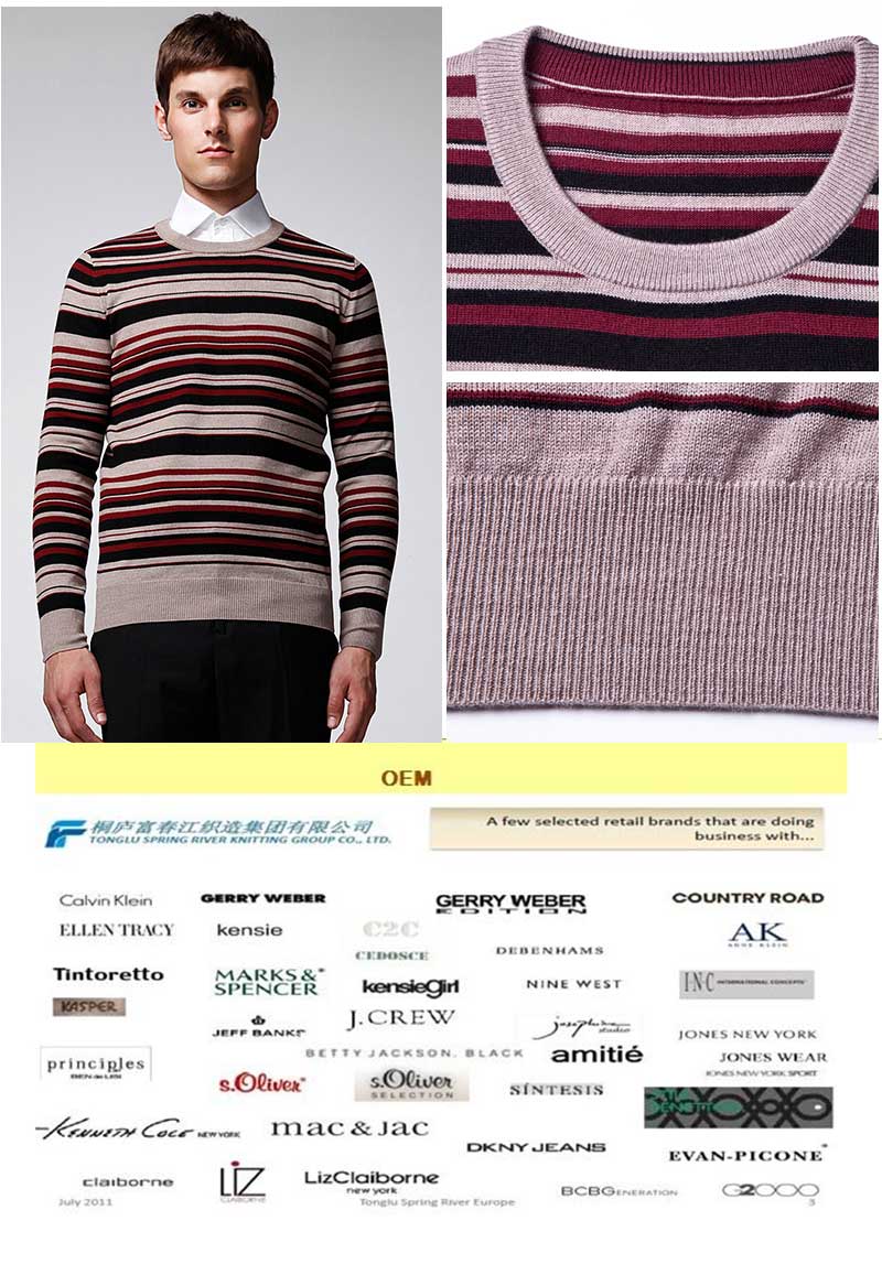 ODM Striped Wool Acrylic Pullover Man Sweater