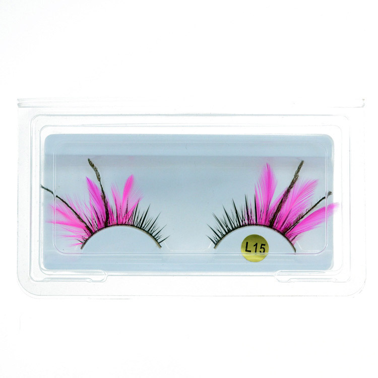 Fashion Creative Makeup Eyelash Stage Cosplay Pink Feather False Eyelashes