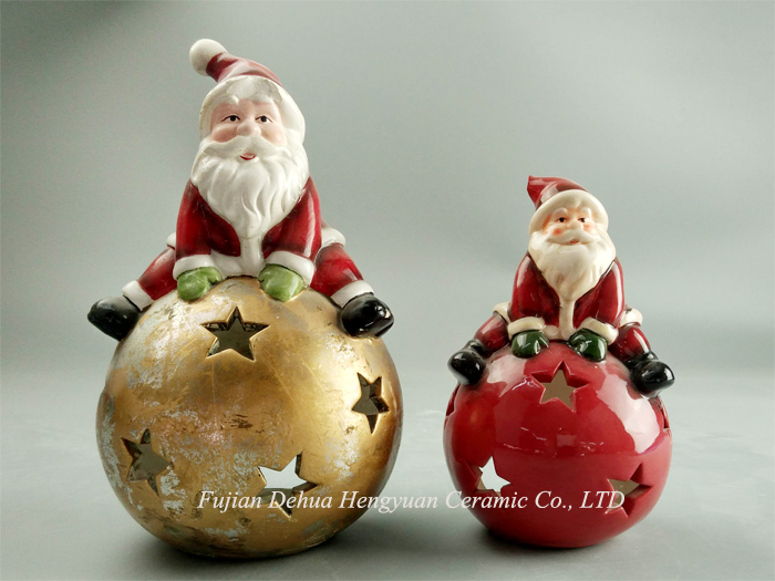 Ceramic Crafts for Christams, LED Lighted Santa Claus for Christmas Decoration