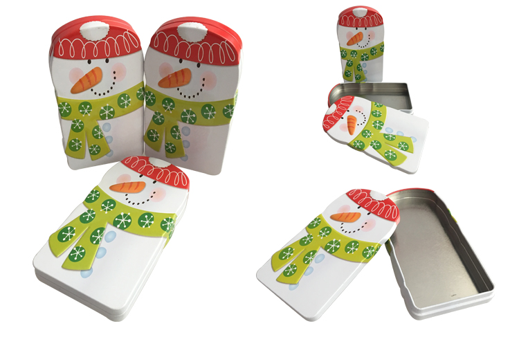 Snowman Shape Tin Box Packaging Wholesale Promotion Gift Christmas