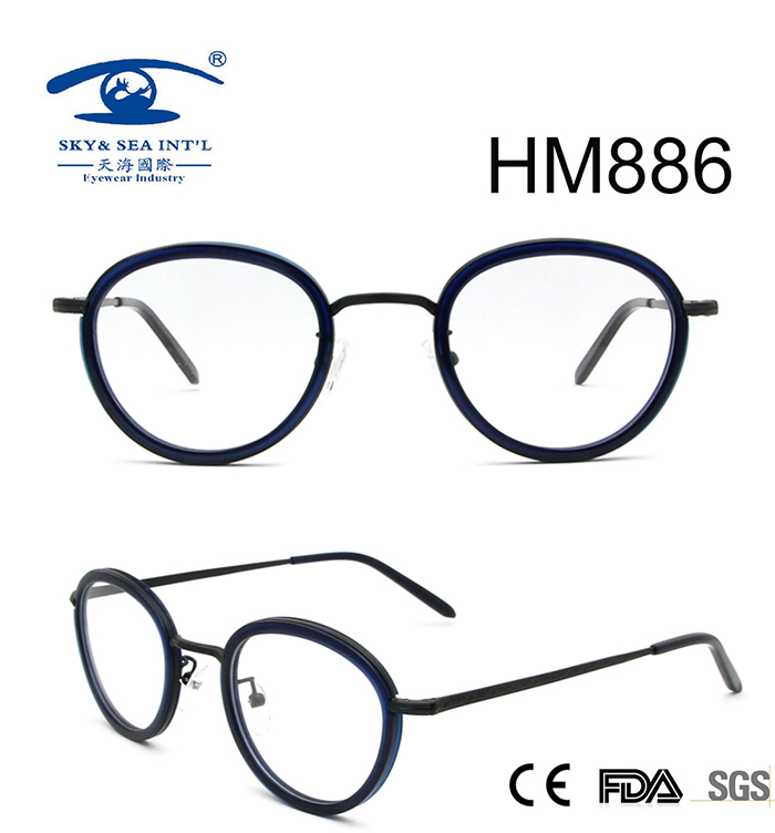 Fashion Style Vintge Round Rim Acetate Eyeglasses (HM886)