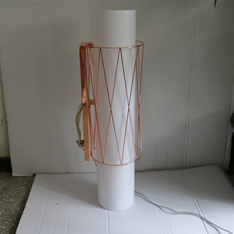 European Hotel Decorative Acrylic Cylinder Copper Bedside Wall Lamp