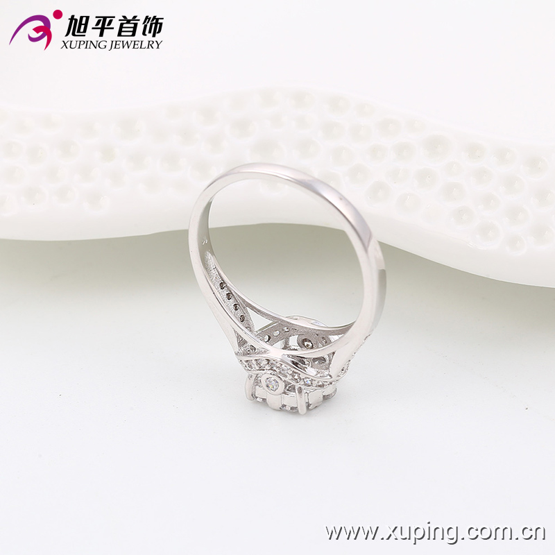 New Arrival Fashion CZ Diamond Women Jewelry Finger Ring in Rhodium-Plated Color - 13639