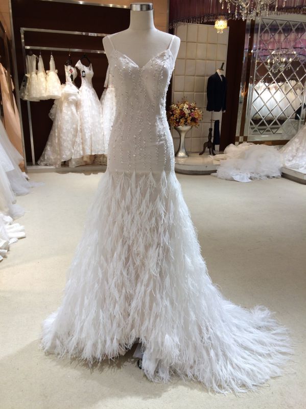 Mermaid Feather Fashion Wedding Dress