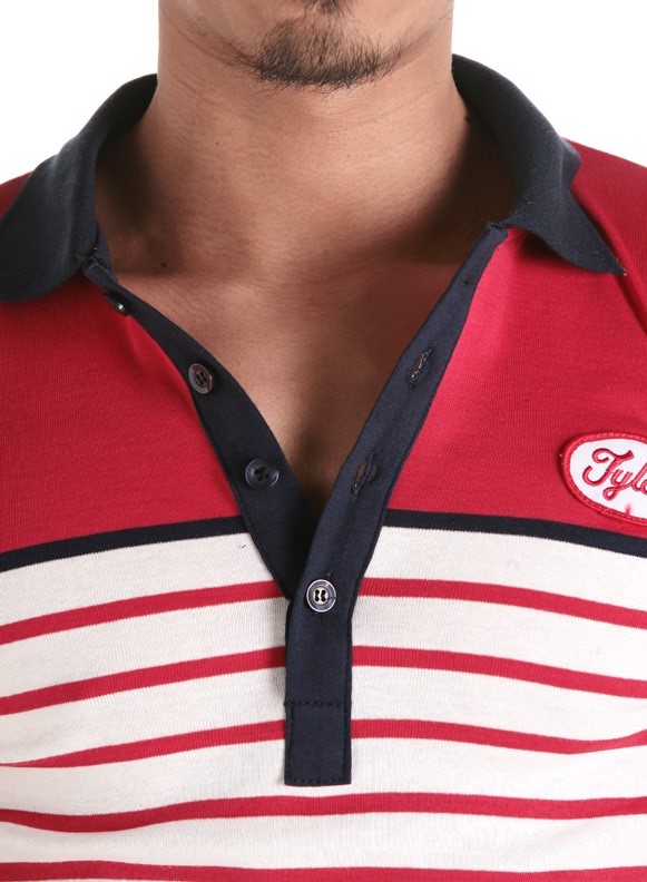 Custom Contrast Stripe Wholesale Cotton Men Polo T-Shirt