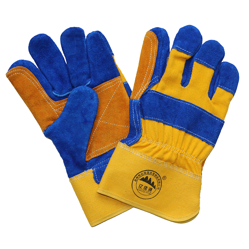 Double Palm Cow Split Leather Cut Resistant Work Gloves