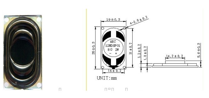 Fbsp1935 19*35mm 8ohm 2W Loudspeaker Conponents with Mounting Hole (Fbele)