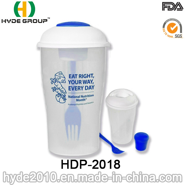 BPA Free Plastic Salad Shaker Cup with Dressing Cup (HDP-2018)