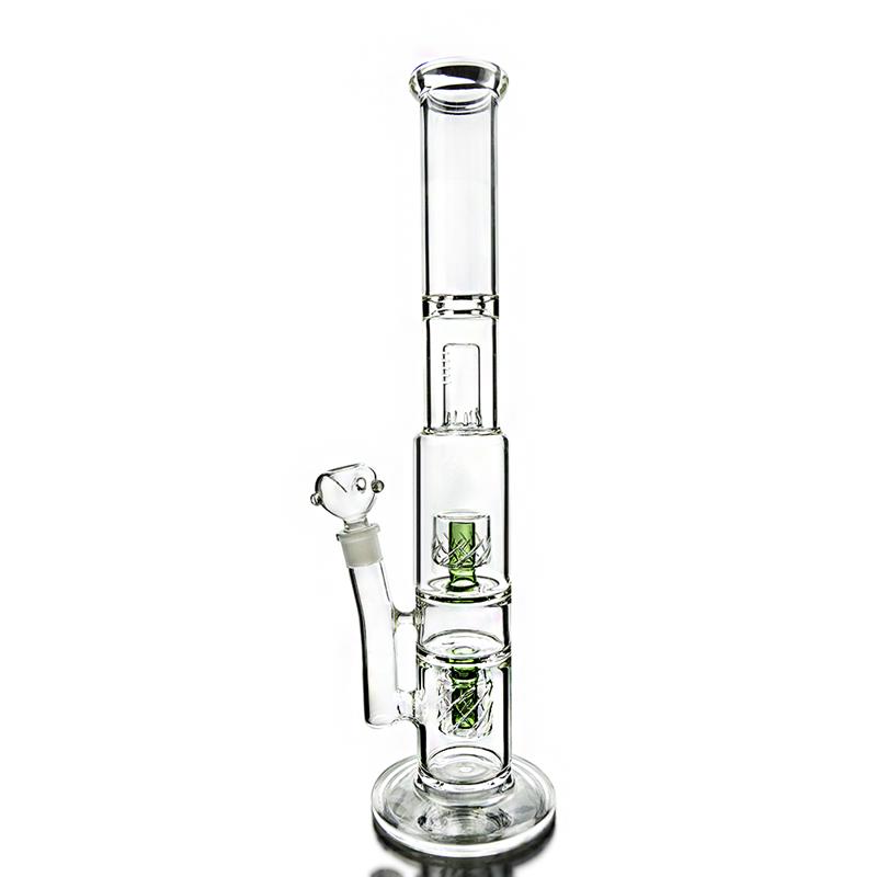 Double Matrix Percolators Green Hookah Glass Smoking Water Pipes (ES-GB-341)