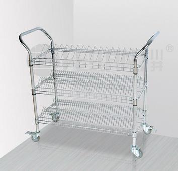 3 Tiers Chrome Metal Wire Storage Shelf Trolley with Upper Handle