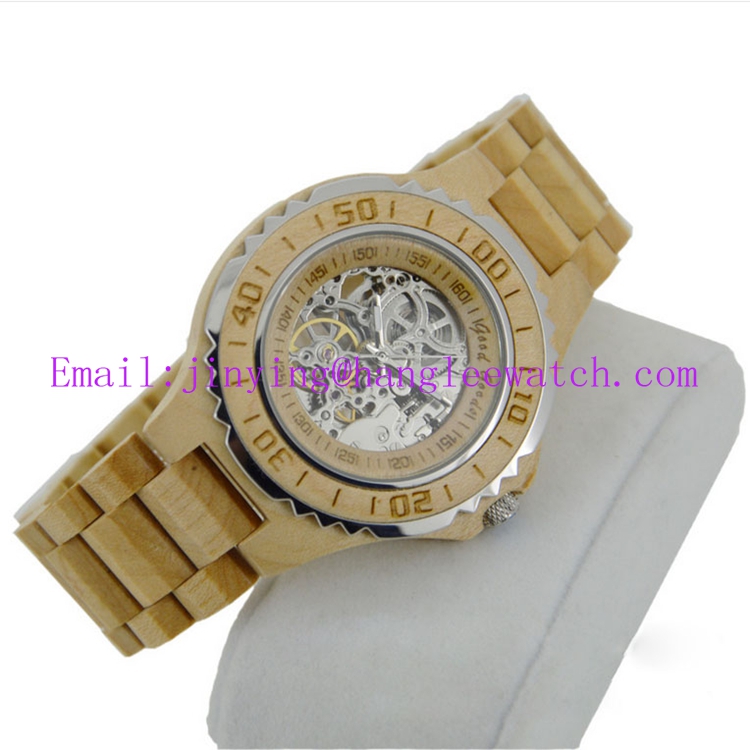 OEM Factory OEM New Steel Wood Mechanical Watch Wooden Watch