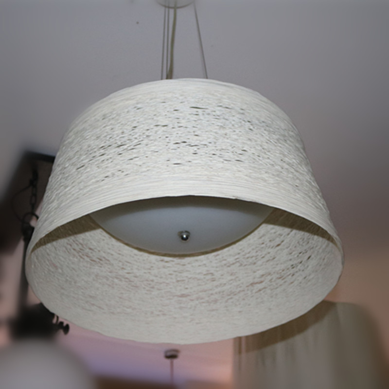 Chinese Style Hotel Opal White Rattan Round Pendant Lamp