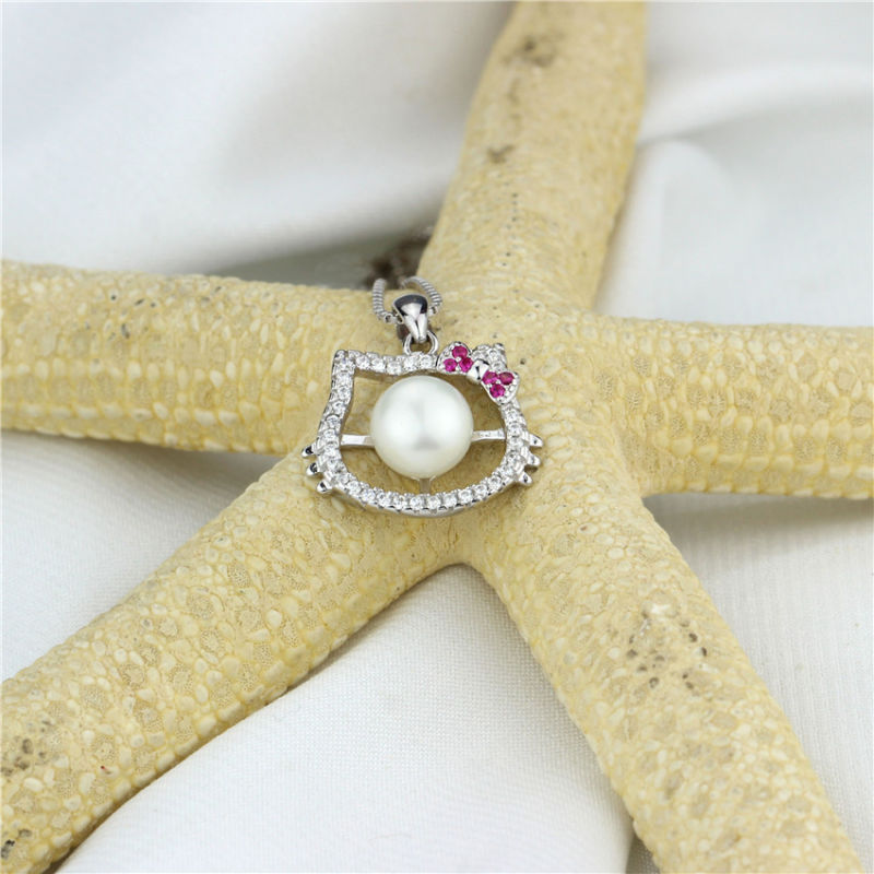 Hello Kitty Cat Shaped Cultured Pearl Pendant