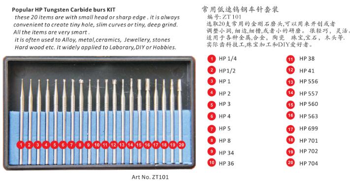 Popular HP Tungsten Carbide Burs Kit