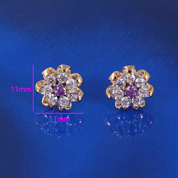 Muticolor Plated Flower Zircon Fashion Earring (23799)