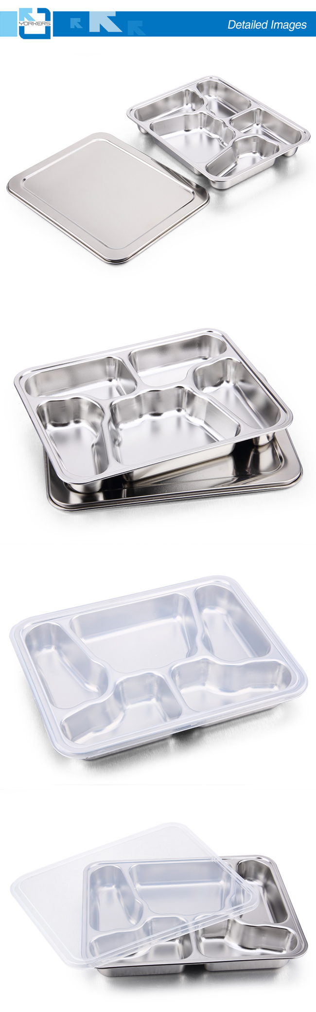 Butterfly Shape Stainless Steel Fast Food Tray & Lunchbox with Lid