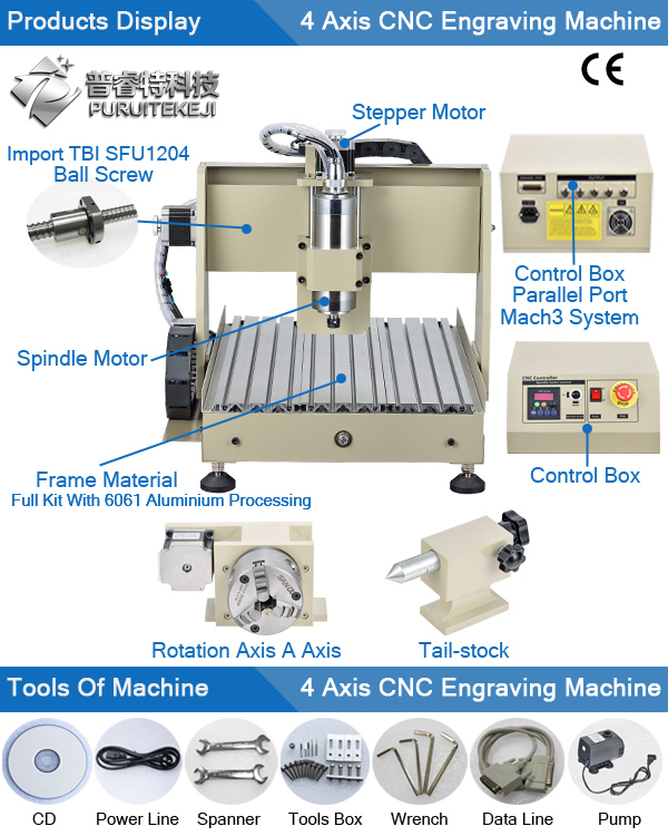 Mach3 Control Software Water Cooling Spindle CNC Router Machine