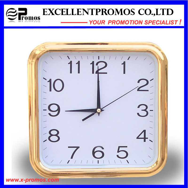 Silver Frame Logo Printing Square Plastic Wall Clock (Item27)