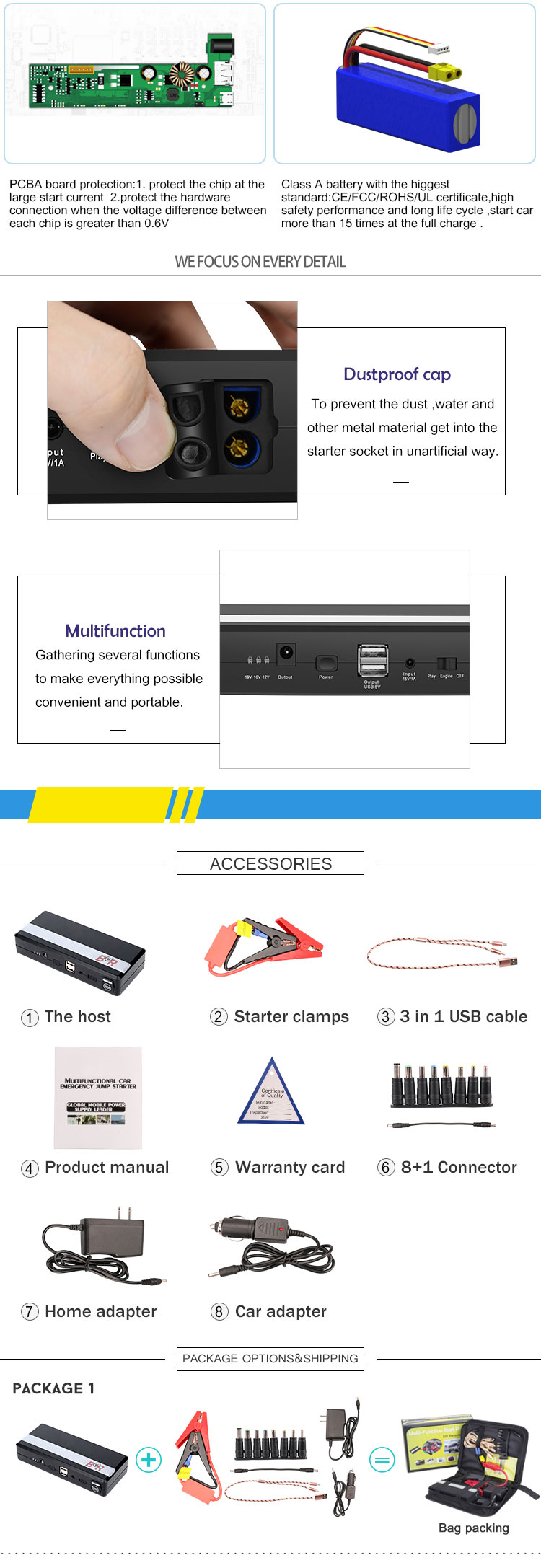 Metal Case Jump Starter, Portable Jump Starter