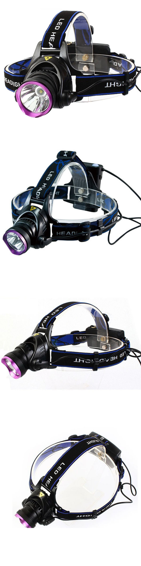 2X 18650 Rechargeable CREE Xm-L T6 LED Headlamp (POPPAS- T90C)